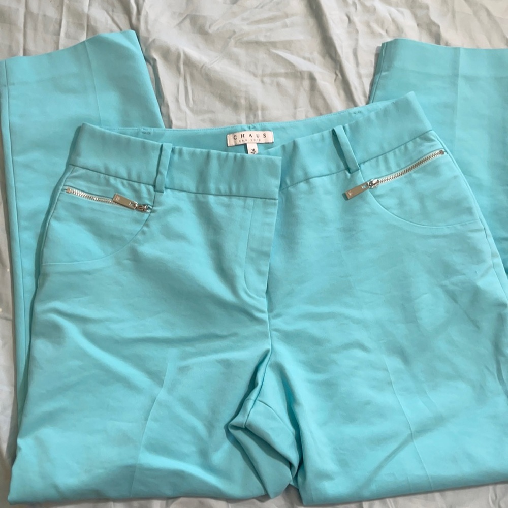 Chaus cropped ankle stretch turquoise size 12